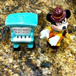 Vintage Mickey Mouse and Piano Salt and Pepper Shakers .